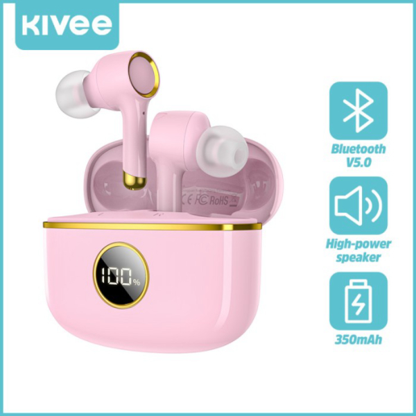 Jual KIVEE WIRELESS BLUETOOTH EARPHONE MINI EARBUDS inpods 12 HIFI - TW90 Pink Limited