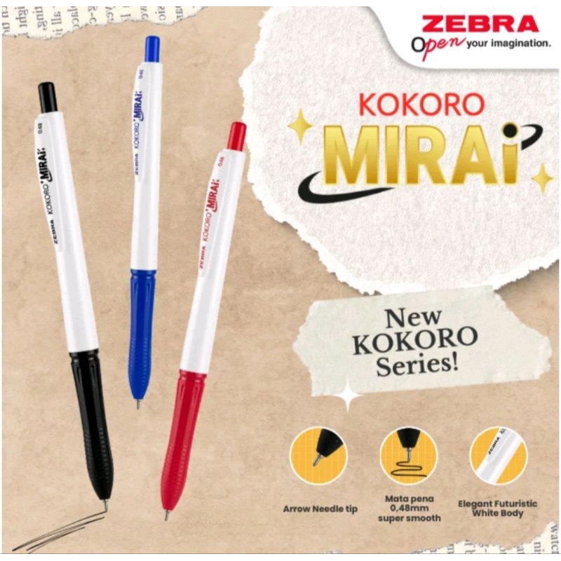 

Pulpen Zebra Gel kokoro mirai retractable pulpen super smooth 0.48