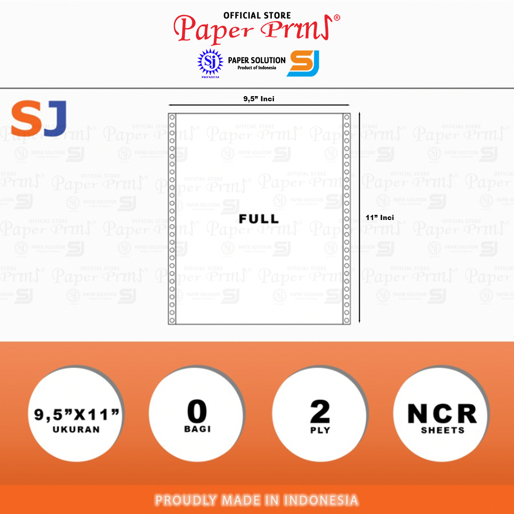 

SJ Orange Kertas Continuous Form 2PLY NCR 9,5" x 11" RJ4
