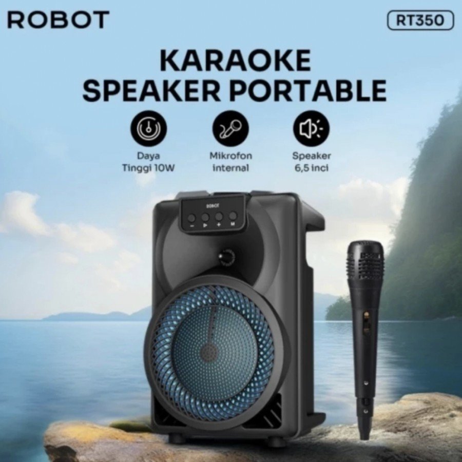 Speaker Robot RB350 Karaoke Bluetooth 5.3 With Microphone Mic