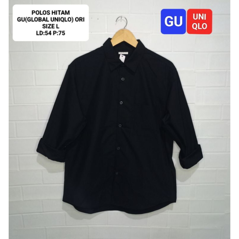 KEMEJA HITAM POLOS FORMAL GU(GLOBAL UNIQLO)ORI SIZE L