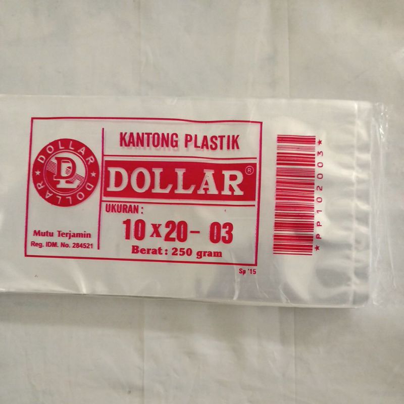 Plastik Dollar 03 10x20 03 sampai 15x35 03 ( 1kg / 4 pak )