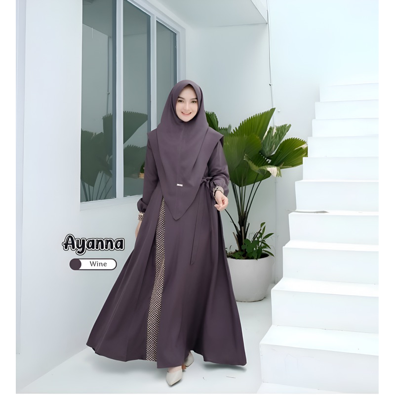 Ayyana Gamis Syari Ukuran M L Xl Xxl Set Khimar Dress Busui Gamis Terbaru Baju Murah Polos Remaja