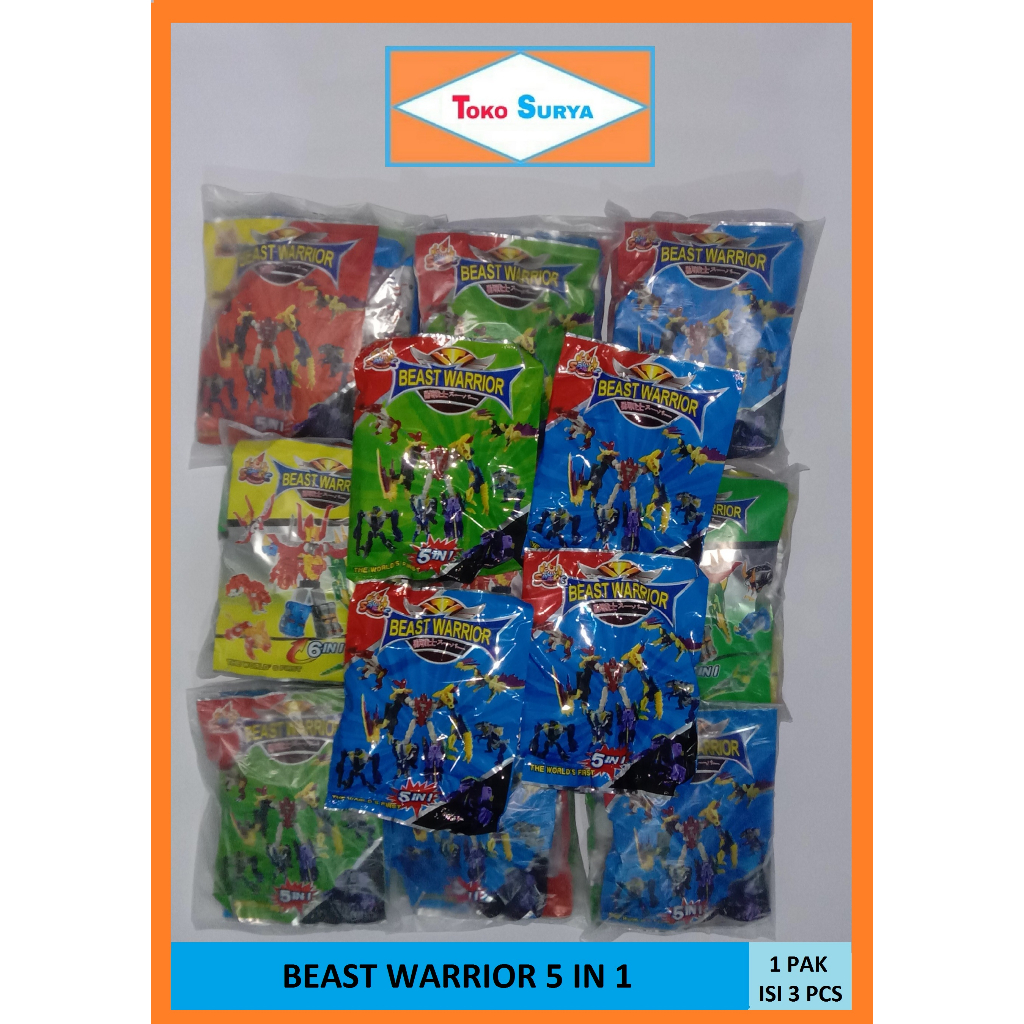 [3 PCS] Sankie Beast Warrior 5 In 1 Mainan Robot Rakit Anak