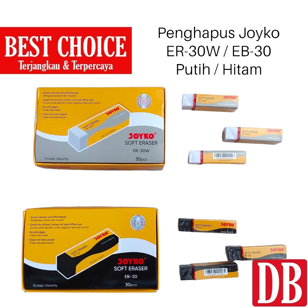 

mdn (30 pcs) Penghapus / Eraser Joyko Sedang EB-30 (Hitam) / ER-30W (Putih) 30pcs
