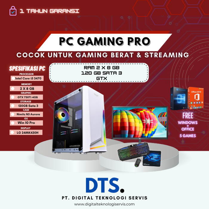 Pc Gaming Fullset | Intel i5 3470 | GTX 750Ti 4GB | SSD | 500GB HDD |