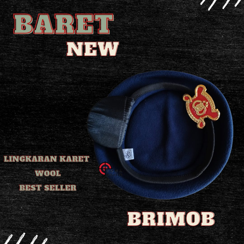 Topi Baret NEW BRIMOB/ BIRU BRIMOB/ NAVY, KARET