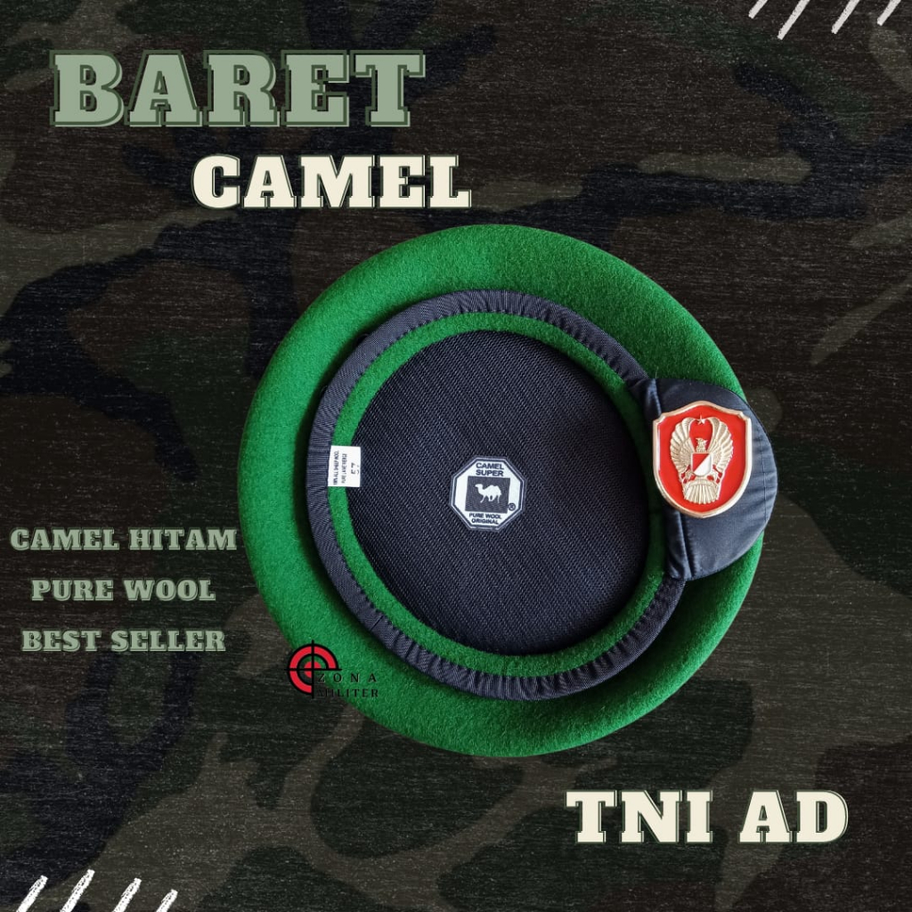 Baret TNI AD | Baret Camel unta merah/ baret Hijau | Emblem Ekapaksi Jatah