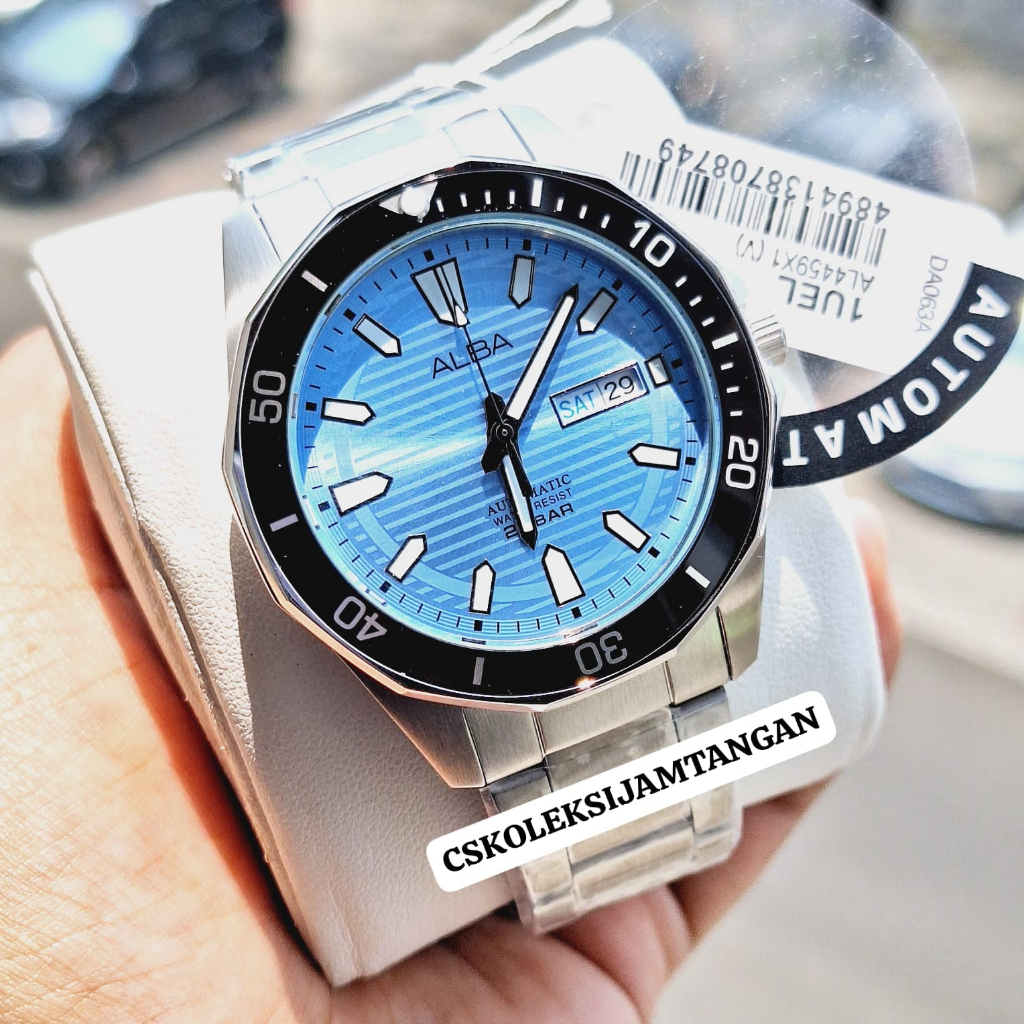 JAM TANGAN PRIA ALBA AUTOMATIC AL4459X1 AL4459 SILVER BLUE ORIGINAL