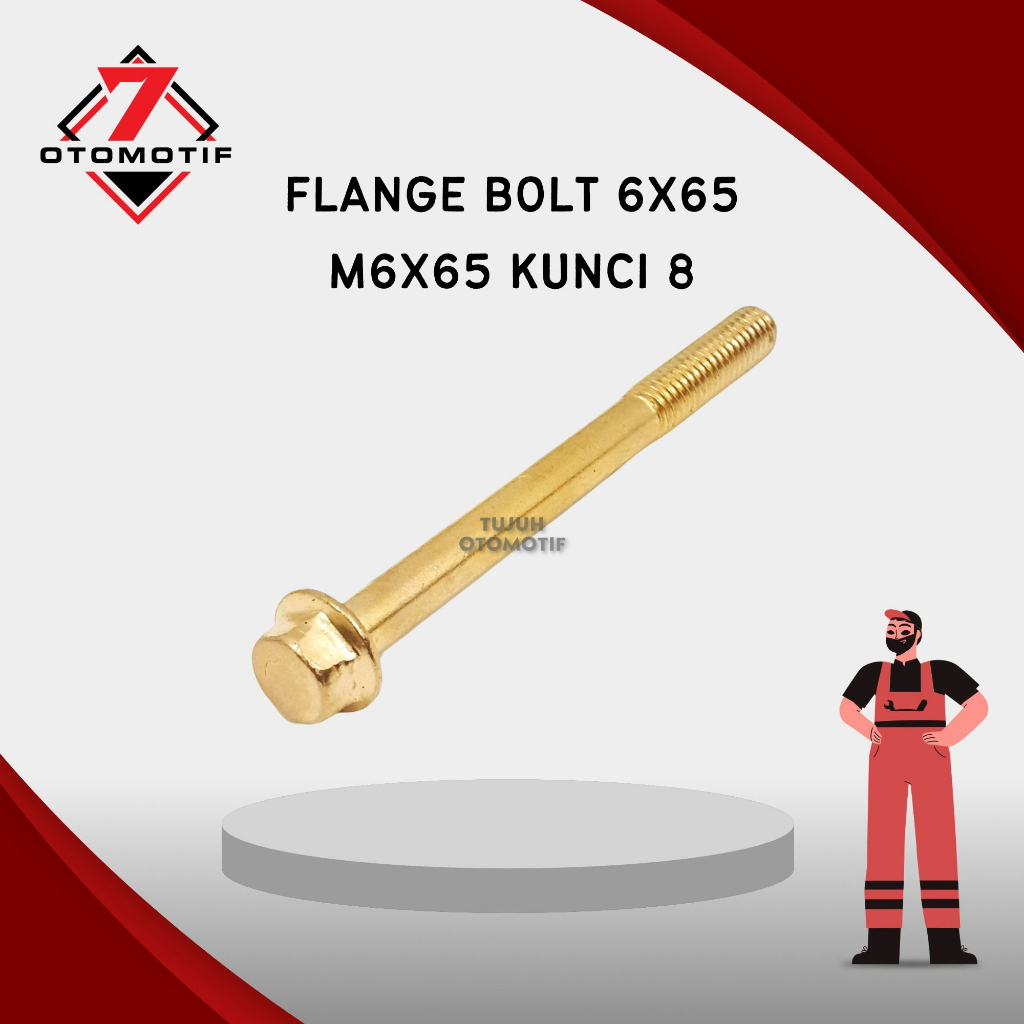 Baut Topi Flange Bolt M6X65 Kunci 8 Gold