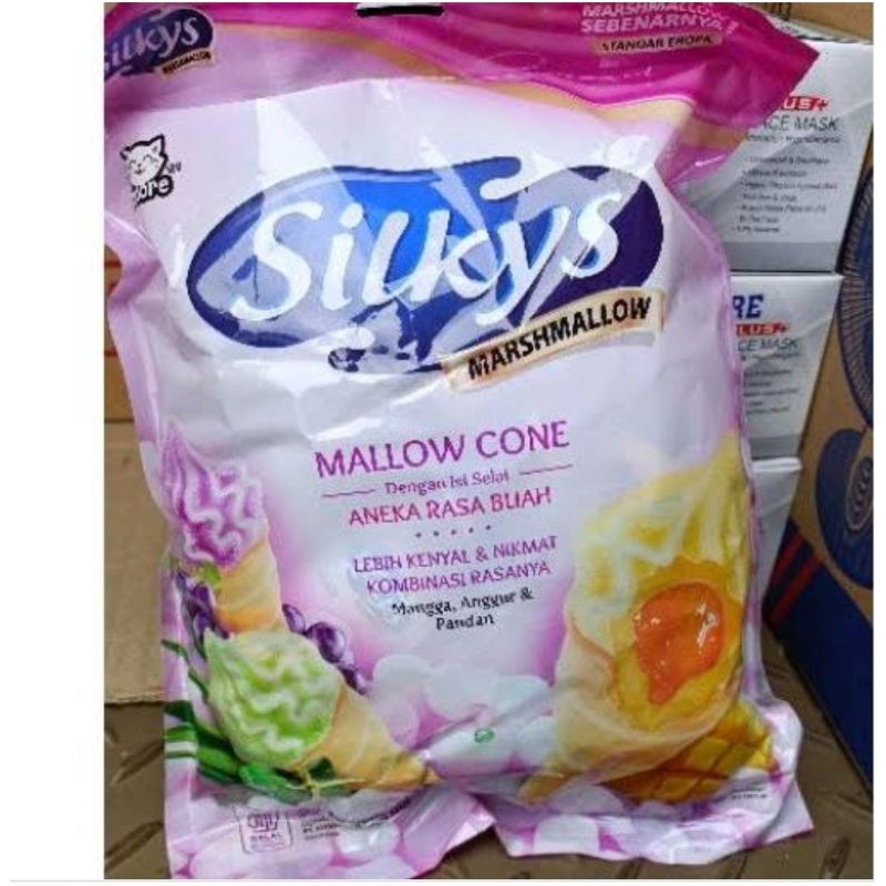 

Silkys Marshmallow Mallow Cone 1 Pack isi 24 Pcs