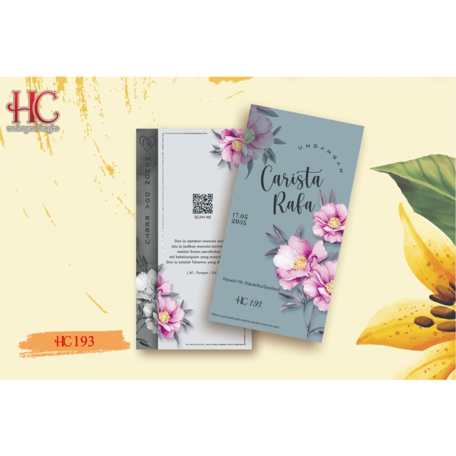 Blangko Undangan Pernikahan HC 193 Wedding Simple Murah
