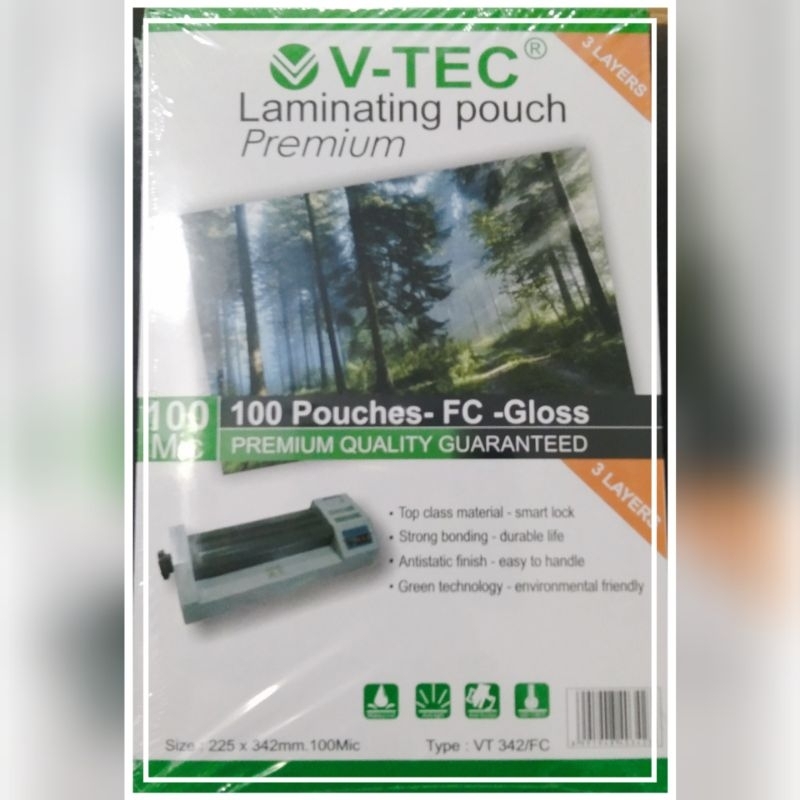 

Plastik Laminating Pouch Premium F4 V-tec isi 100