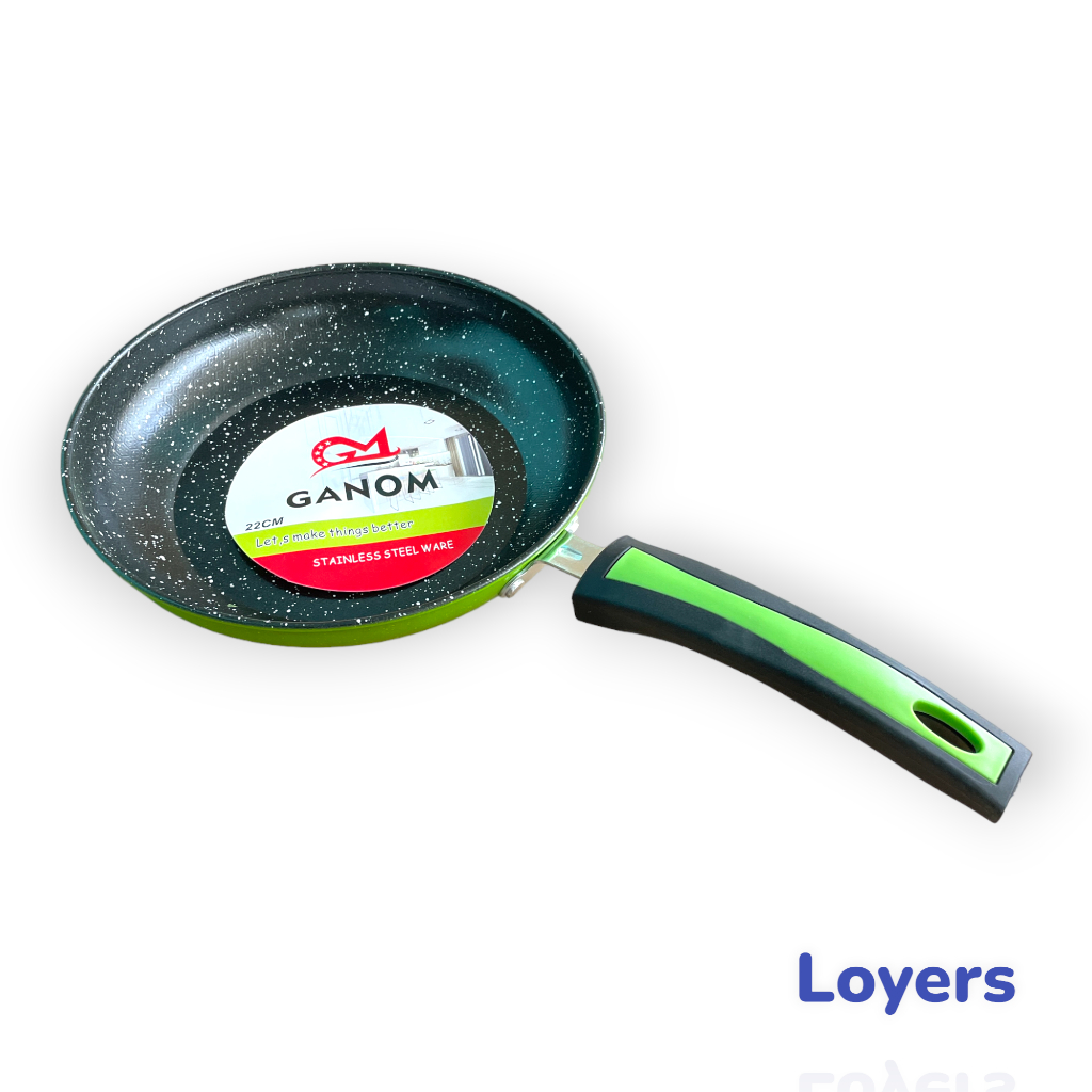 Wajan Penggorengan Ganom Teflon 20 22 24 cm Marbel Anti Lengket Anti Gores