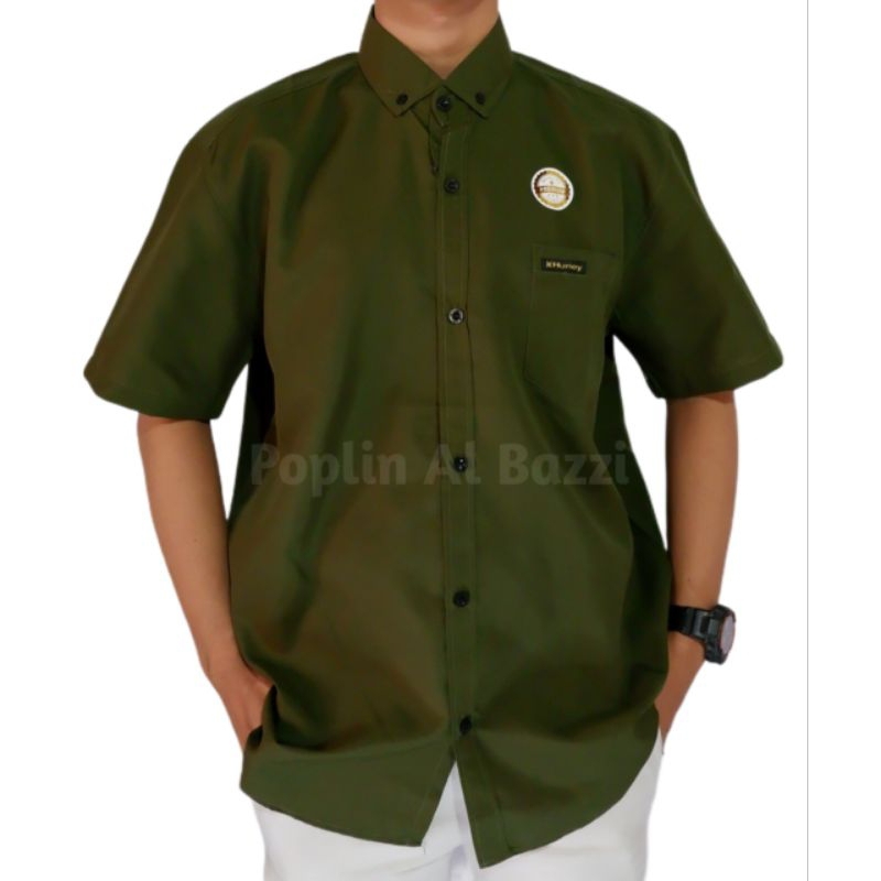 Kemeja Polos Pria Lengan Pendek Army | Kemeja pendek hijau army | kemeja anak lengan pendek Army