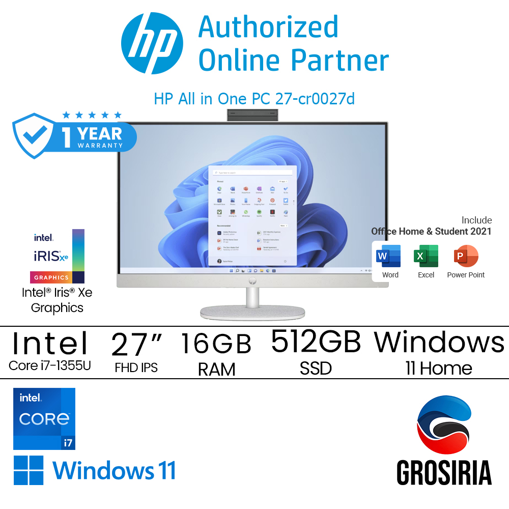 HP PC AIO 27 CR0027D Core i7 1355U 16GB 512GB Win 11 OHS [88T94PA]