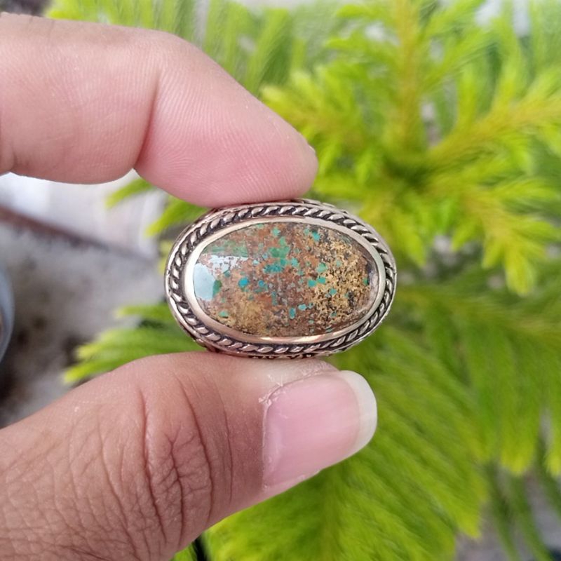 Cincin Batu Natural Pirus Lawas / Pyrus / Turquoise Persia Old Jumbo