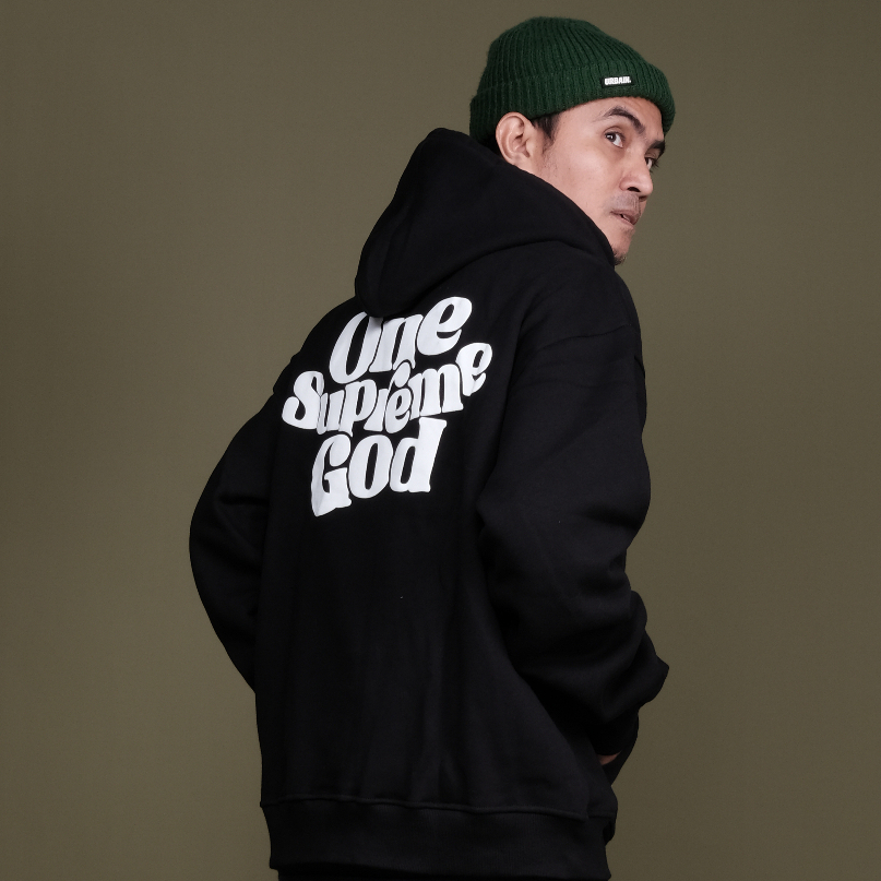 One Supreme God - Hoodie Pria Wanita Oversize Tebal Distro Original Brand Sablon Timbul