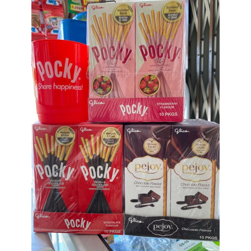 

Pocky Pejoy stik coklat dan strawberry 1 pack isi 10kotak