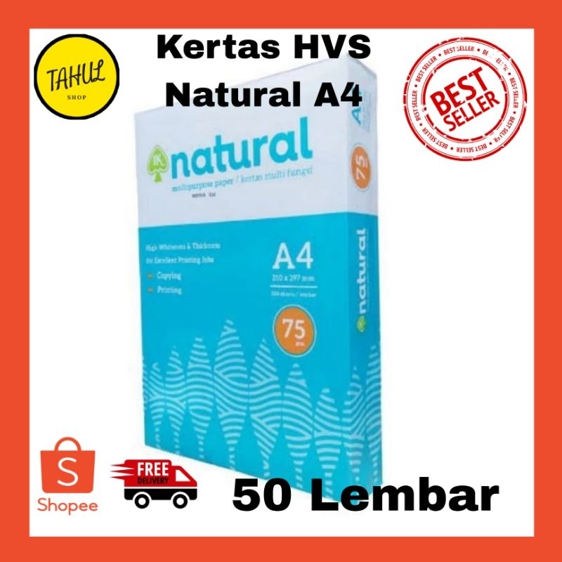 

50 Lembar !!! Kertas HVS Natural A4 75 gsm / 70gsm