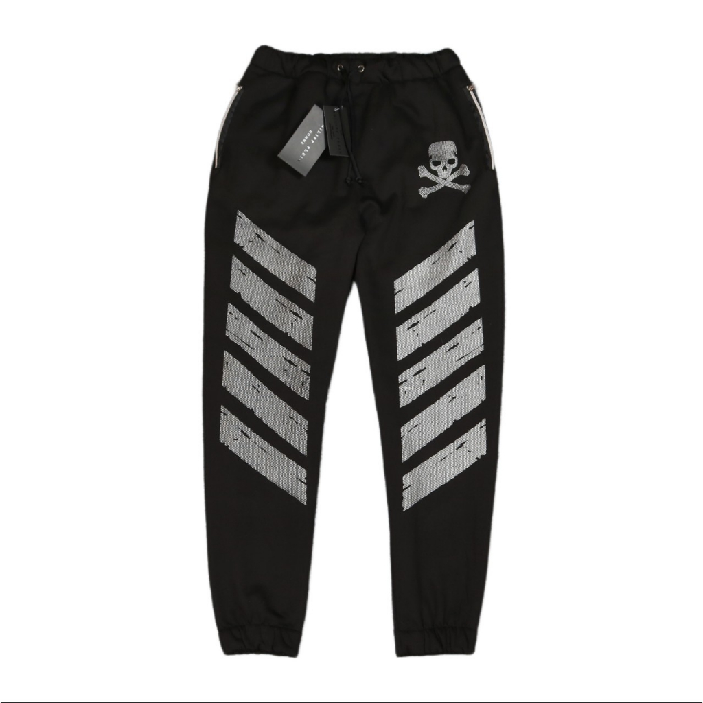 CELANA PANJANG JOGGER PHILIPP PLEIN STRIP BLACK ON BLACK