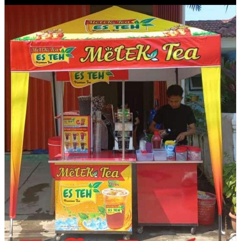 TENDA CAFE FULL SET FULL BRANDING PRINTING UKURAN  2X2 WATERPROOF