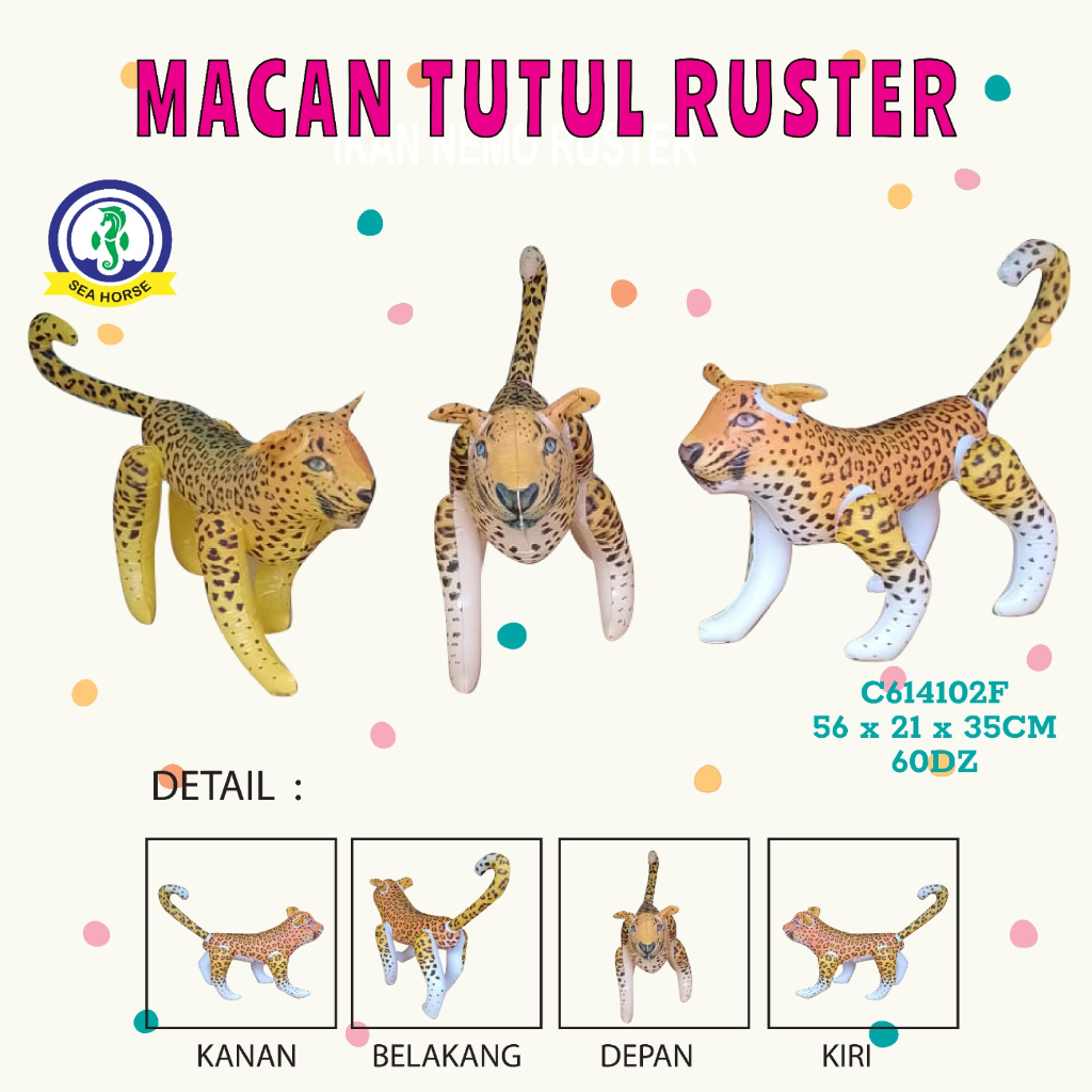 Mainan Anak Balon Tiup Karakter Macan Tutul