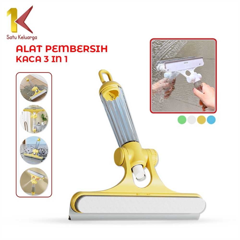 Satu Keluarga Alat Pembersih Kaca 3IN1 dengan Spray C874 Sikat Pembersih Debu Serbaguna / Pembersih 