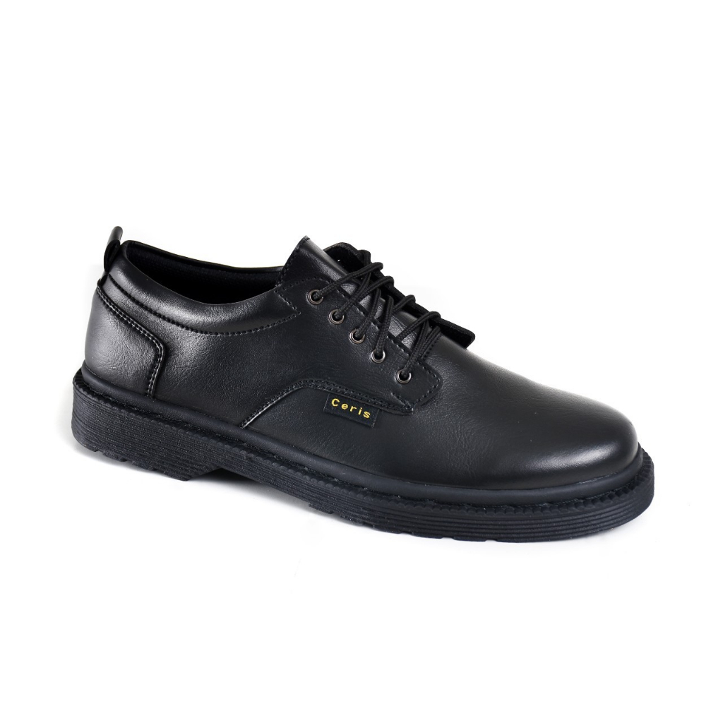 Ceris - Milano Black - Sepatu Formal Pria Casual Kantoran Nikahan Kulit PU Asli Original Sepatu Pantofel Pria Tali Oxford Resmi Formal Hitam Gaya Trendy Kasual Kerja Kantor Kuliah Pesta Nikah Kondangan Gereja Kerja PNS Guru Kekinian Terlaris Terbaru Murah