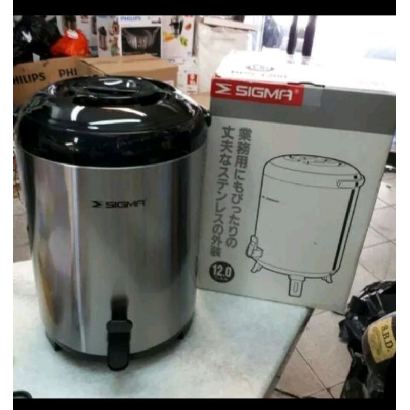 TERMOS DISPENSER WATER JUG AIR PANAS ATAU DINGIN SIGMA 12 L / TERMOS DISPENSER WATER JUG STAINLESS S