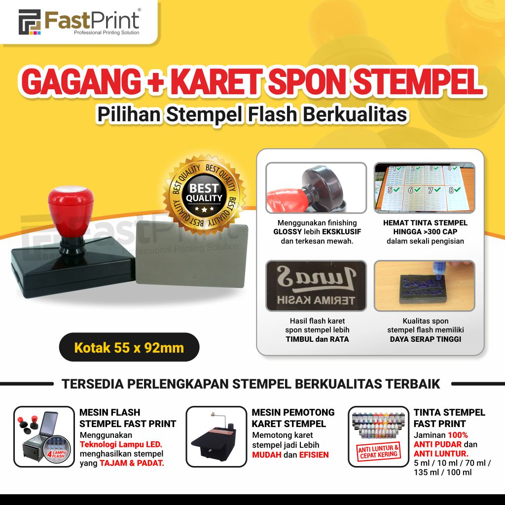 

Fast Print Gagang Stempel Flash Plus Karet Kotak Ukuran 55X92MM