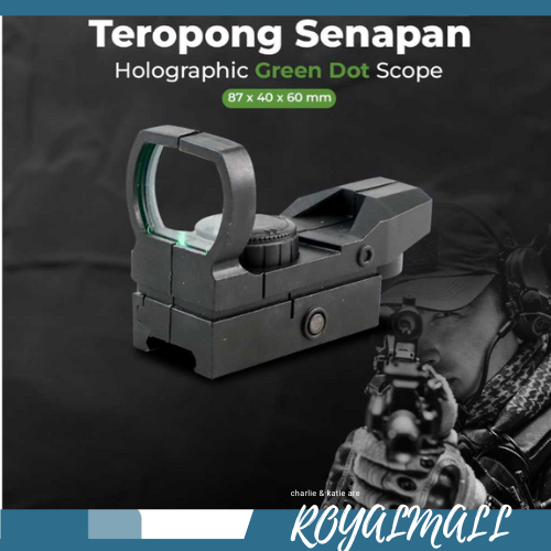 Kekeran Teropong Senapan Holographic Green Dot Scope 20mm / Alat Kekeran Keker Teropog Tropong Teles