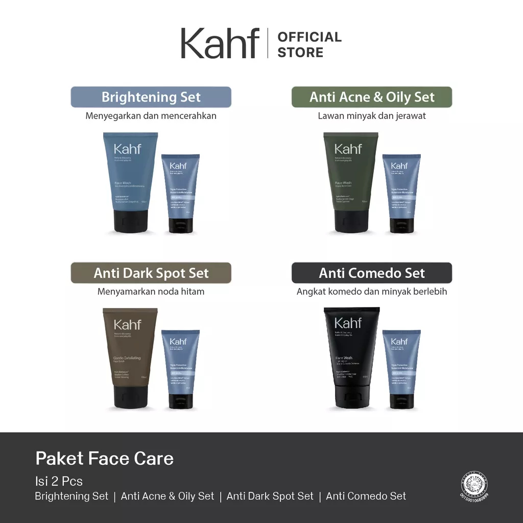 QEILA - KAHF FACE CARE SERIES | PAKET KAHF FACE WASH &amp; SUNSCREEN | PEMBERSIH WAJAH