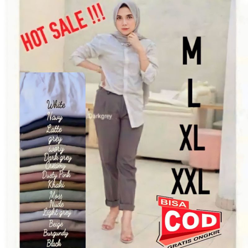 BAGGY PANTS PREMIUM AMERICAN DRILL GRADE A CELANA PANJANG WANITA CELANA KANTOR KERJA