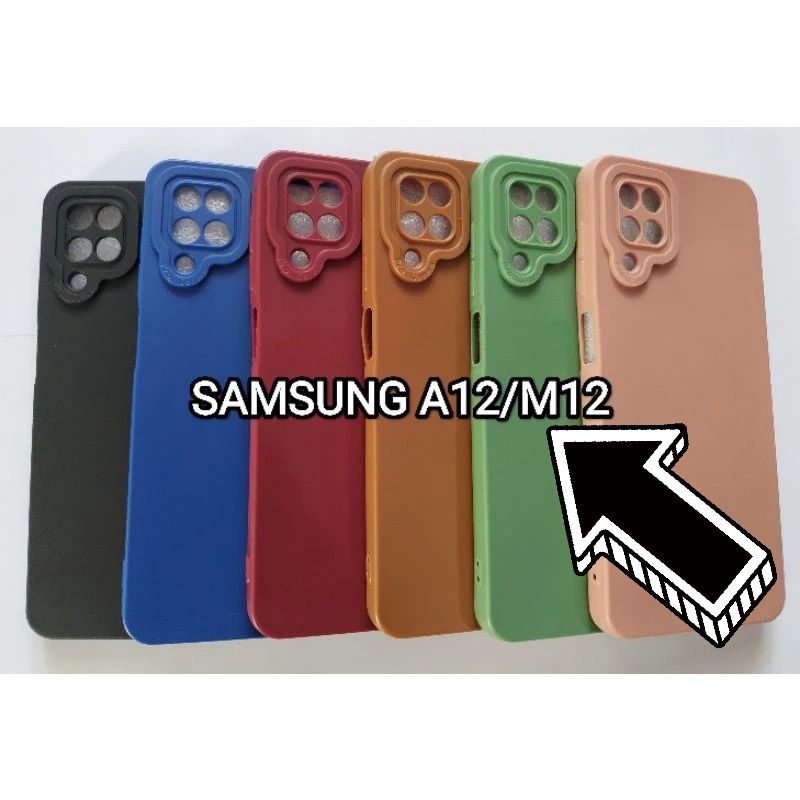 Silicon Pro Camera Square Edge SAMSUNG A12 / M12 Kesing Macaron Polos Soft case.