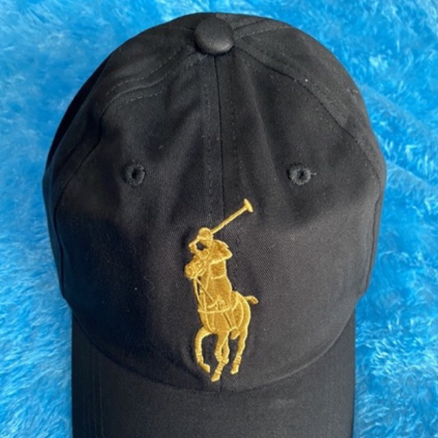 TOPI POLO ORIGINAL BLACK BIG LOGO GOLD