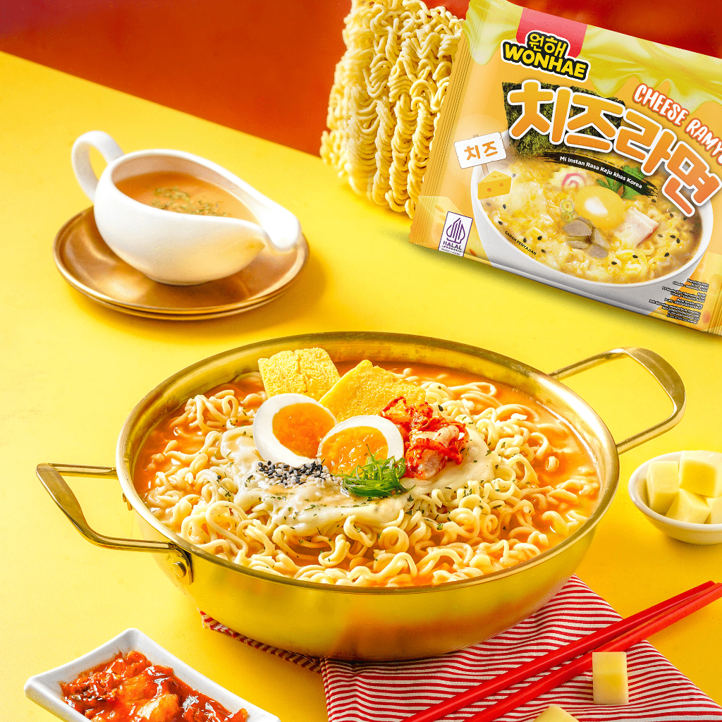 Mujigae by Wonhae Cheese Ramyun 120 gr / Ramyeon Rasa Keju / Mie Instan Kuah Rebus / Makanan Korea Halal Instan-4