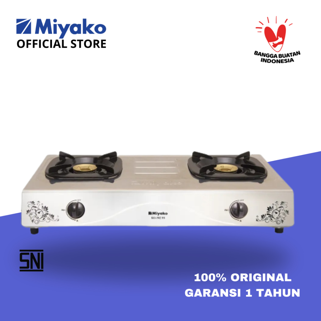 Kompor Gas Miyako KG502SS Stainless Steel - 2 Tungku