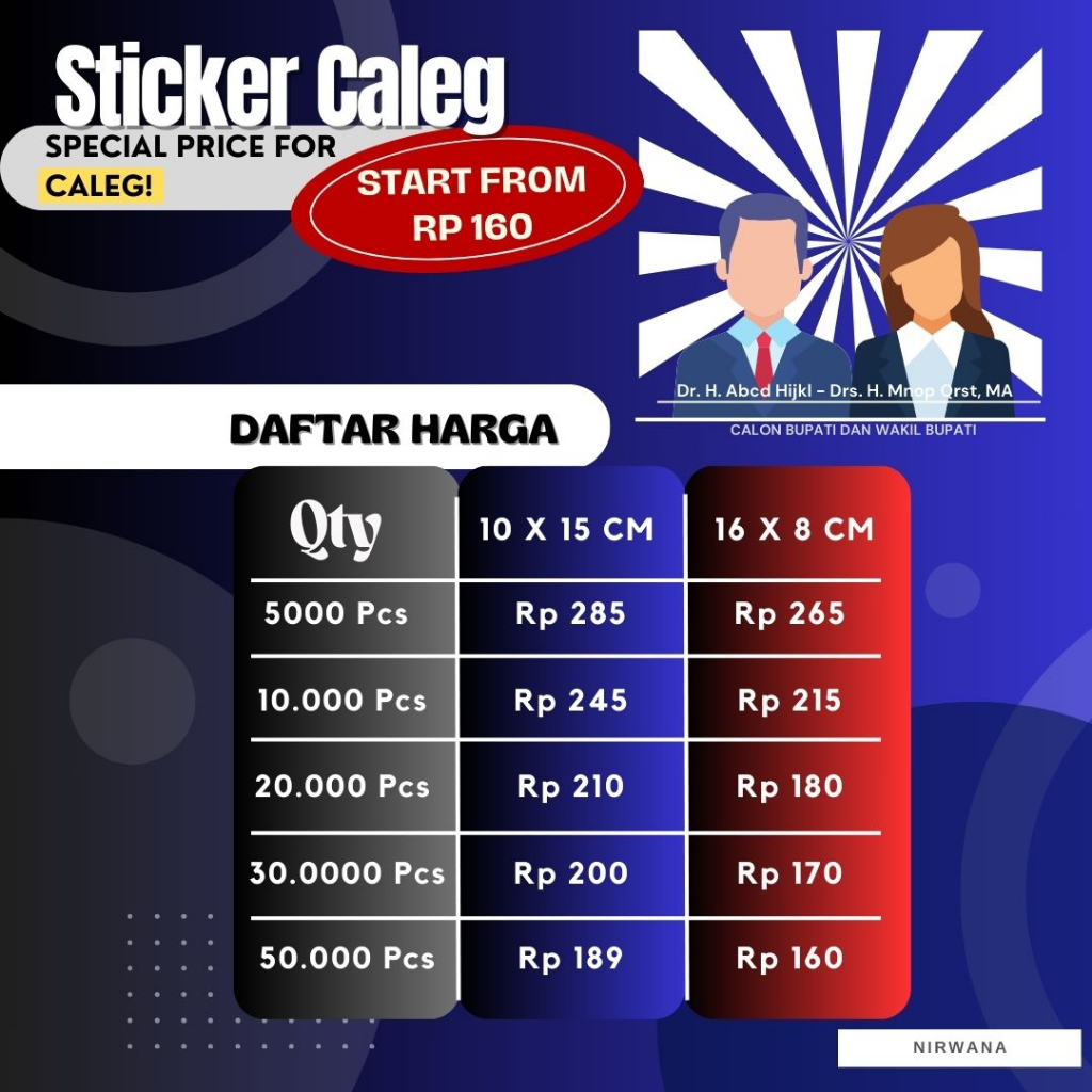 

Stiker Caleg Sticker Custom (16 x 8 cm)