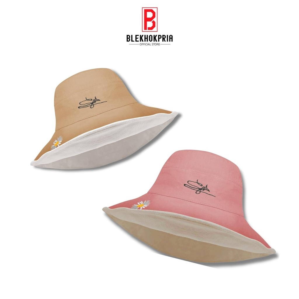 TOPI BUCKET WANITA KOREA DEWASA WIDE BUCKET HAT TREND FASHION