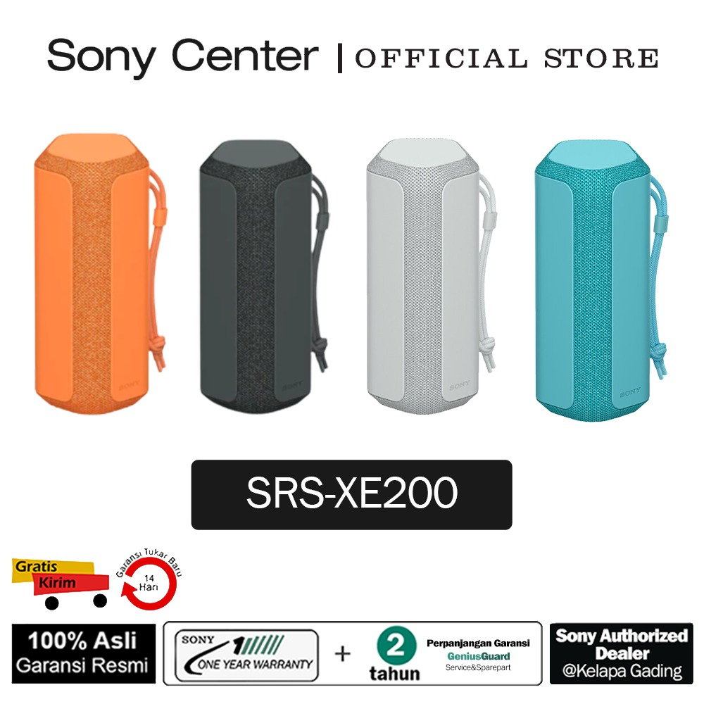 Sony SRS-XE200 Speaker Nirkabel Portabel IP67 Waterproof, Clear Audio+, DSEE