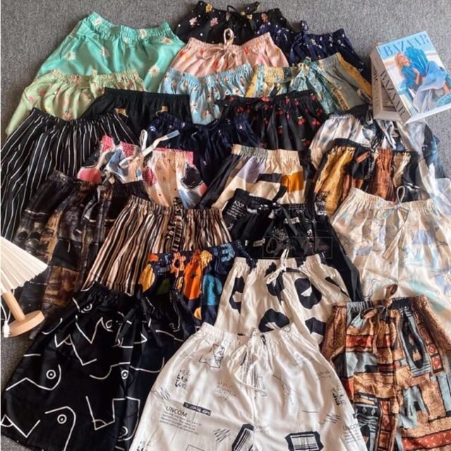 CELANA PENDEK WANITA RAYON KOLOR MOTIF