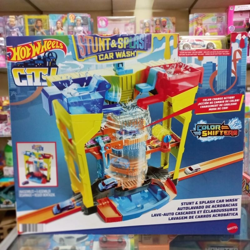 HOT WHEELS STUNT & SPLASH CAR WASH ori  MATTEL Track Hotwheels Cuci Mobil Color Shifter Berubah Warn