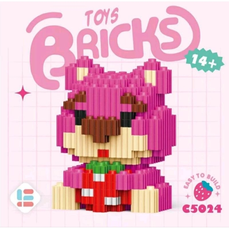 Nano Block Mainan Balok Building Block Nano Blok Nano Bricks Balok Susun Mainan Edukasi 3D DIY Disney Series Lotso Beruang Strawberry