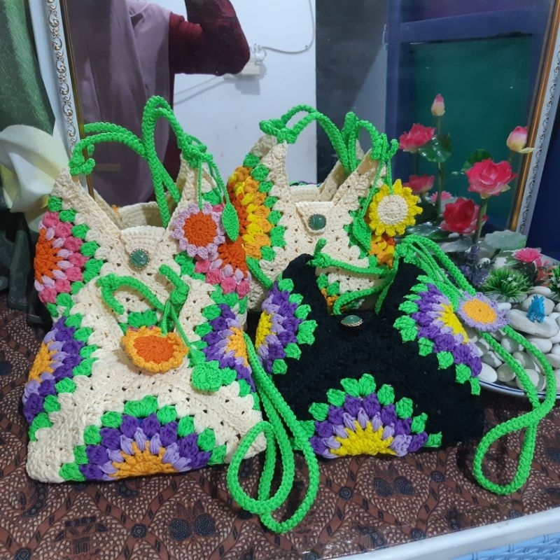 tas rajut unik/ tas rajut handmade / tas rajut etnik / summer bag crochet / bohemian bag crochet