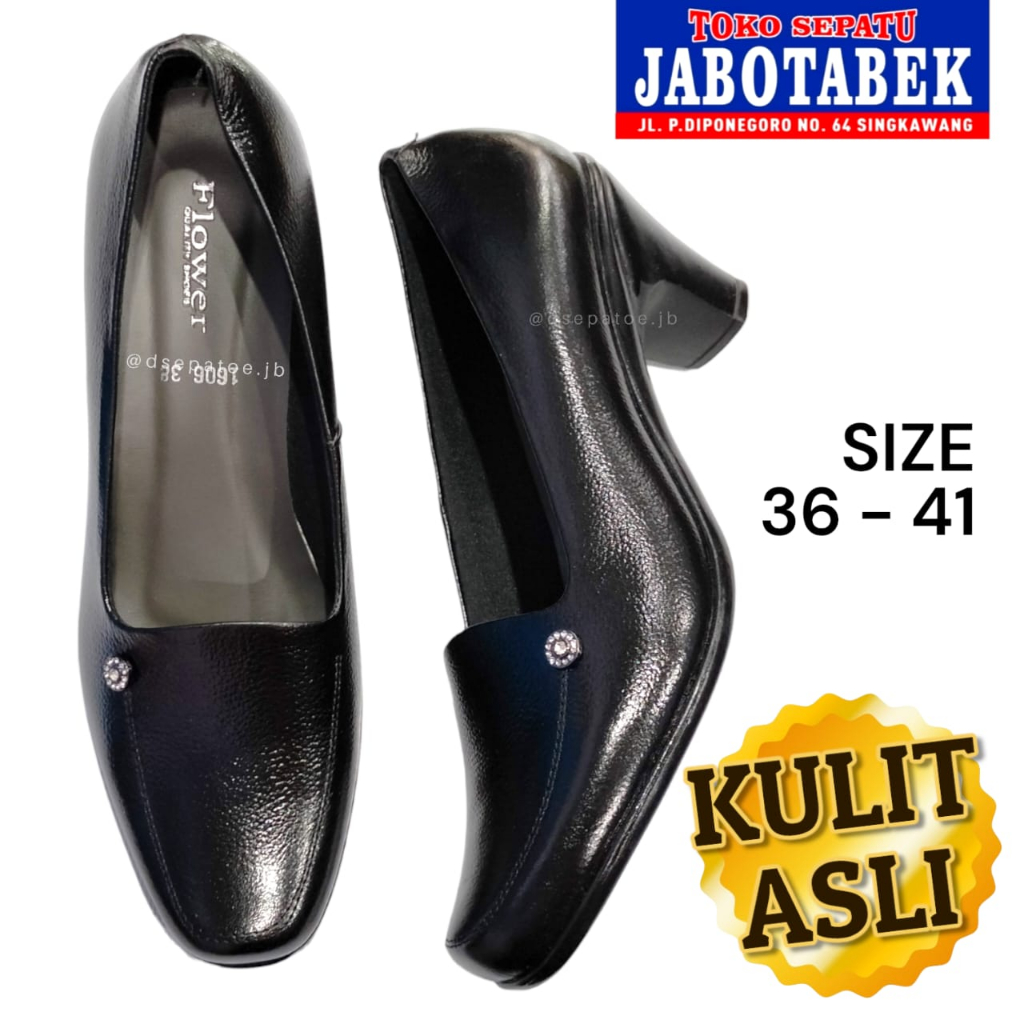 [COD] Sepatu kerja wanita KULIT ASLI PREMIUM warna hitam polos size 36 37 38 39 40 41 / Sepatu panto