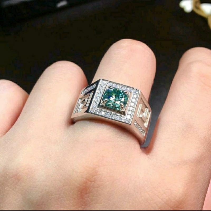 Cincin Pria Batu Akik Diamon Titanium Rodium (26)