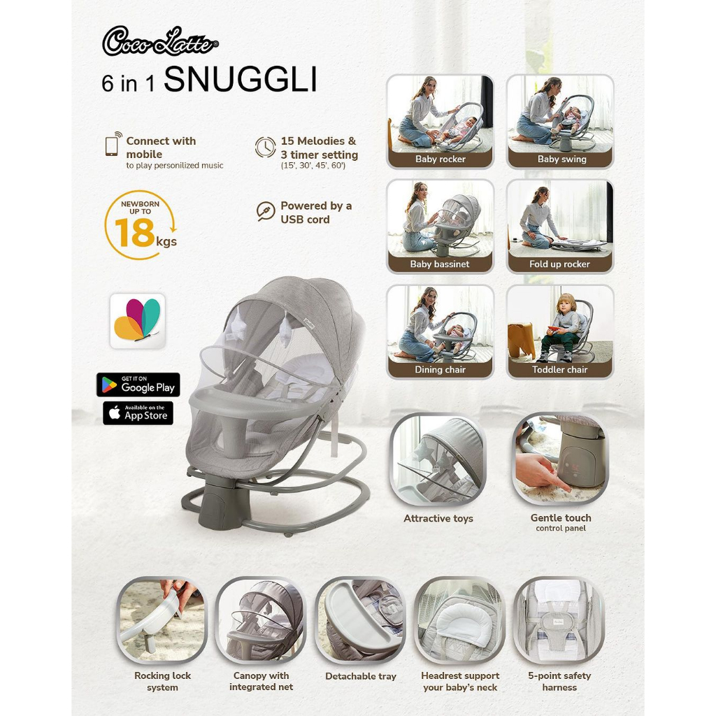 Cocolatte Snuggli Swing / Ayunan Bayi Rocker Bouncer