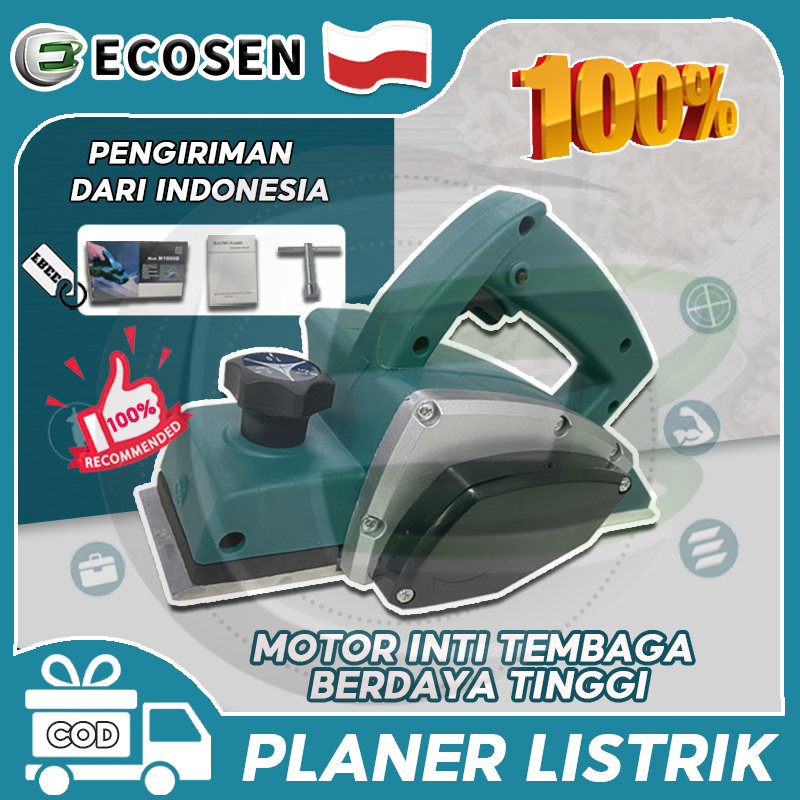 ECOSEN Mesin Serut Kayu 1500W Mesin Serut Kayu Elektrik Alat Pertukangan Kayu