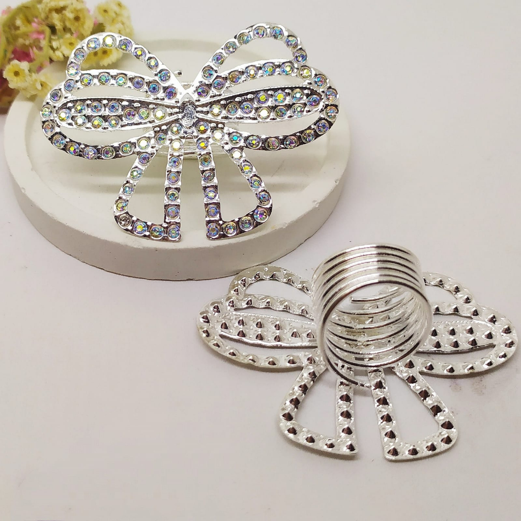 Termurah RING hijab /bros hijab/kolong jilbab/aksesoris hijab-Pita Silver